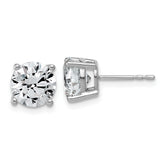 14k White Gold 4 carat Lab Grown Diamond VS/SI+ G+ Round Complete Four Prong Lightweight Stud Earrings